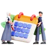 Male And Female Student Standing With Academic Calendar