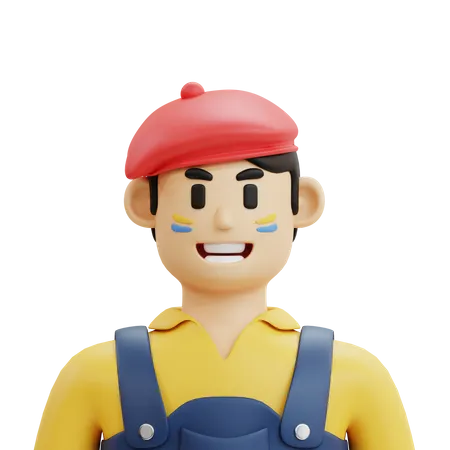 Male Artist Character 3D Icon