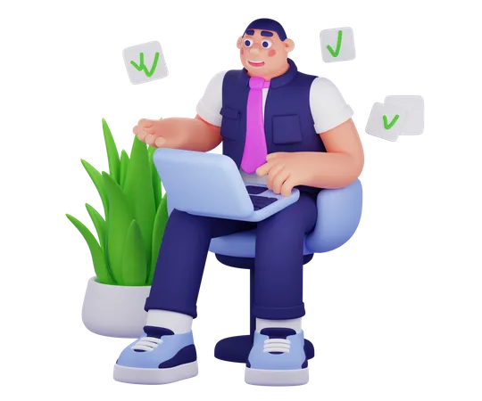 Male Assistant  3D Illustration