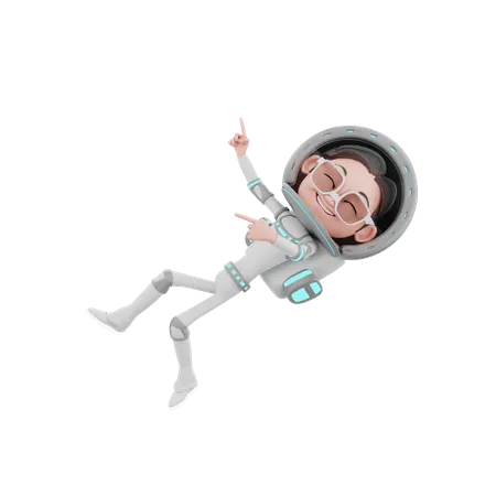 Male Astronaut flying in space  3D Illustration