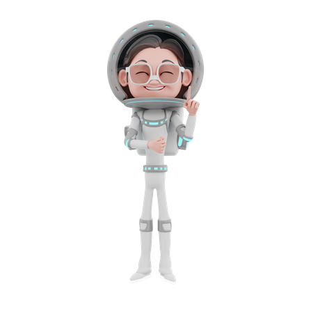 Male Astronaut pointing one finger 3D Illustration