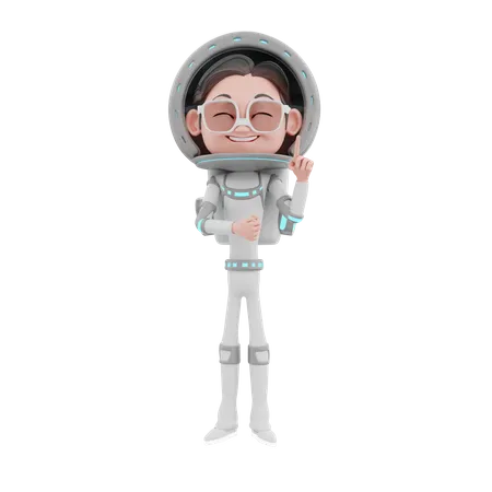 Male Astronaut pointing one finger  3D Illustration