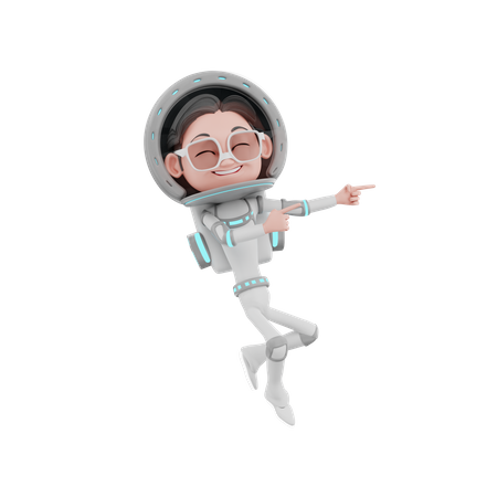 Male Astronaut showing hand in left side 3D Illustration