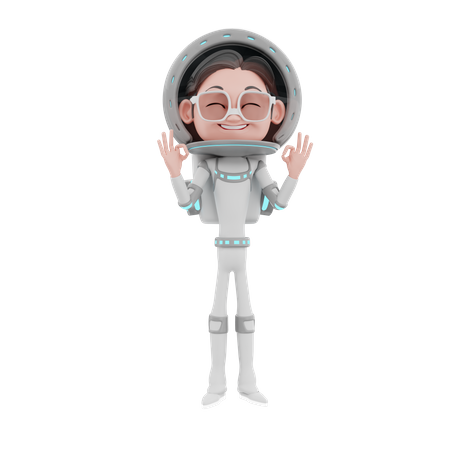 Male Astronaut showing super sign 3D Illustration