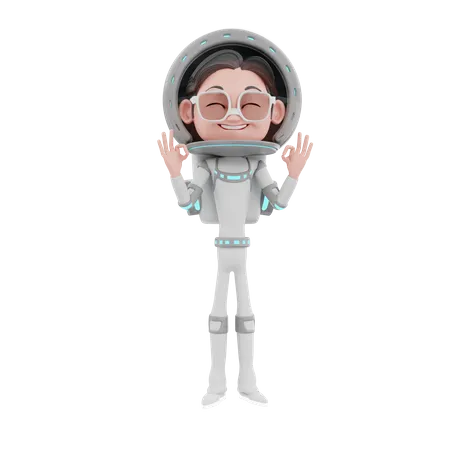 Male Astronaut showing super sign  3D Illustration