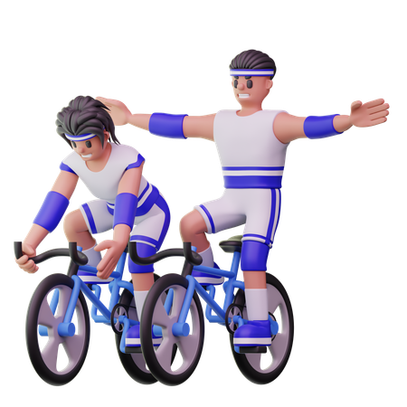 Male Athletes Cycling In Cycle Road Race  3D Icon