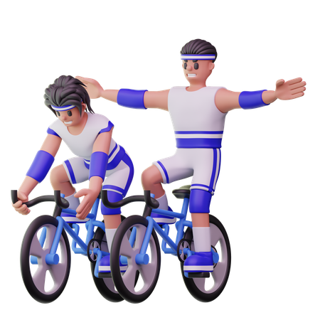 Male Athletes Cycling In Cycle Road Race  3D Illustration
