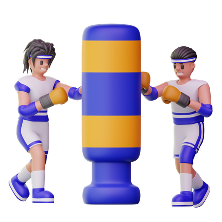 ボクシングをする男性アスリート  3D Illustration