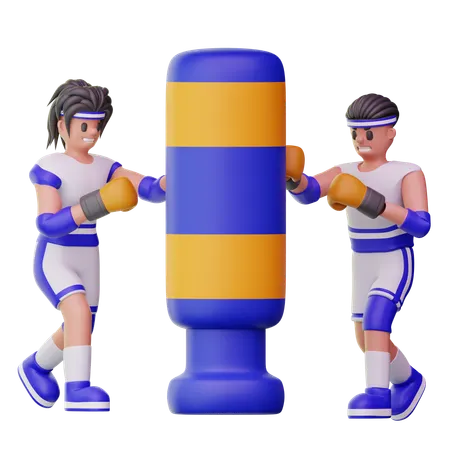 ボクシングをする男性アスリート  3D Illustration