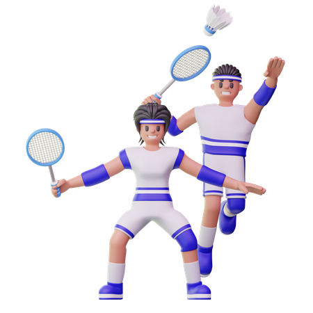 バドミントンをする男性アスリート  3D Icon
