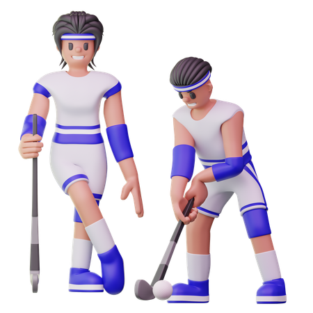 Male Athletes Playing Golf  3D Illustration