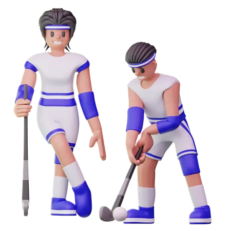 Male Athletes Playing Golf  3D Illustration