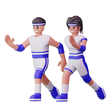 Male Athletes Running In Marathon Race  3D Icon