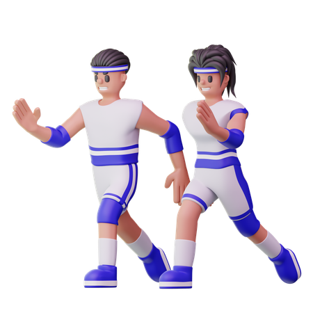 Male Athletes Running In Marathon Race  3D Illustration