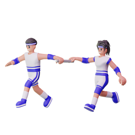 릴레이 경주에 참가한 남자 선수들  3D Icon