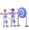 Male Athletes With Bow And Arrow Pointing At Target