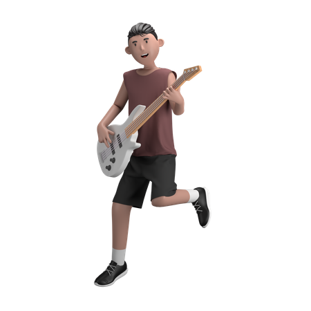 Mâle avec basse  3D Illustration