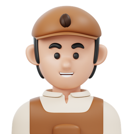 Male Barista With Hat  3D Icon