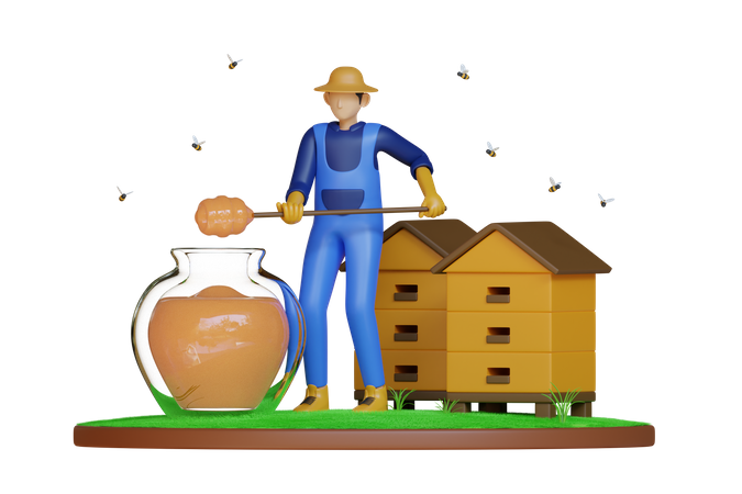 Male beekeeper 3D Icon