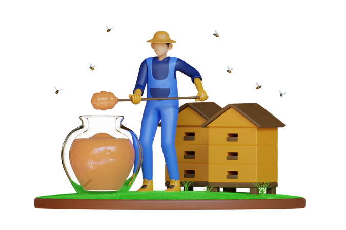 Male beekeeper  3D Illustration