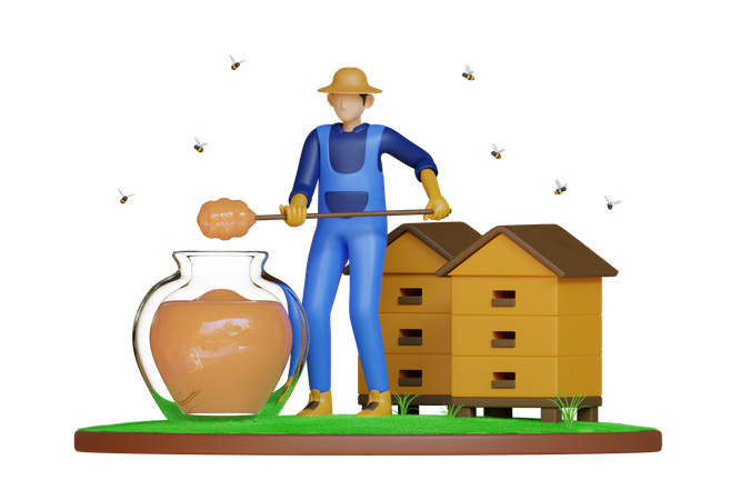 Male beekeeper  3D Illustration