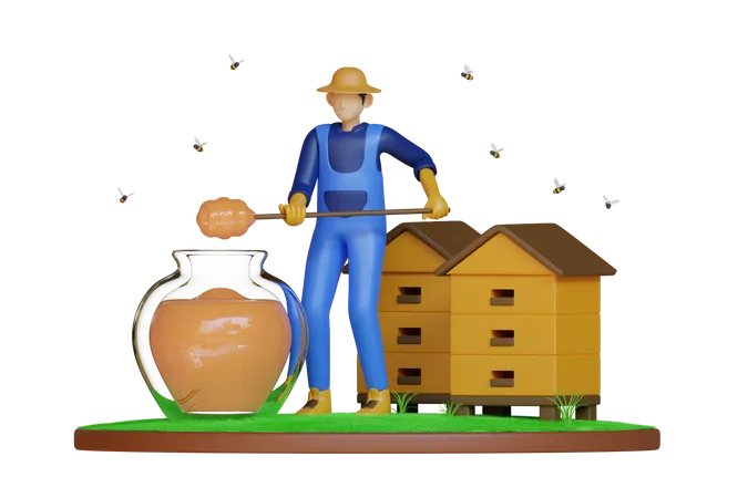 Male beekeeper  3D Illustration
