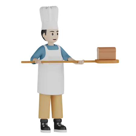 Boulanger mâle, cuisson du pain  3D Illustration