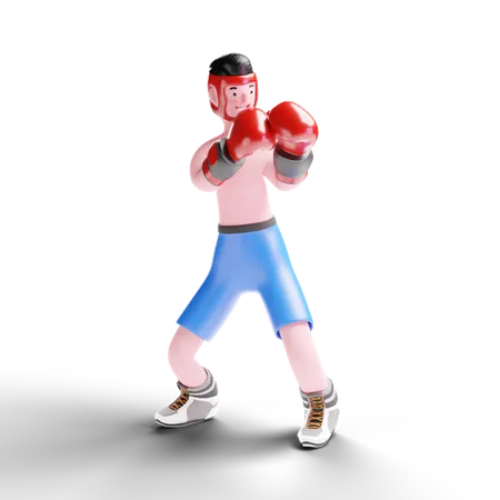 Male boxer working on defense technique  3D Illustration