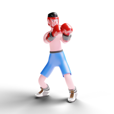 Male boxer working on defense technique  3D Illustration