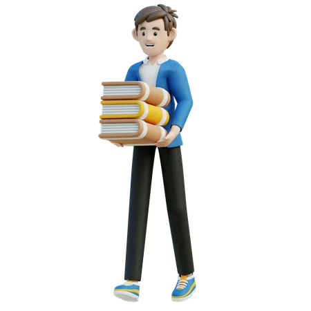 Male Bring A Book  3D Illustration