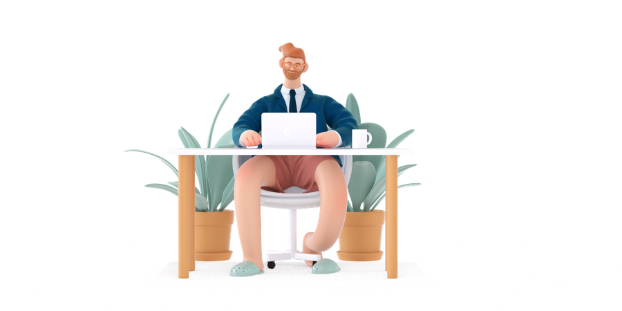 Male Businessman working on laptop  3D Illustration