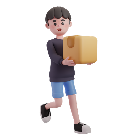 Male Carrying Package  3D Icon