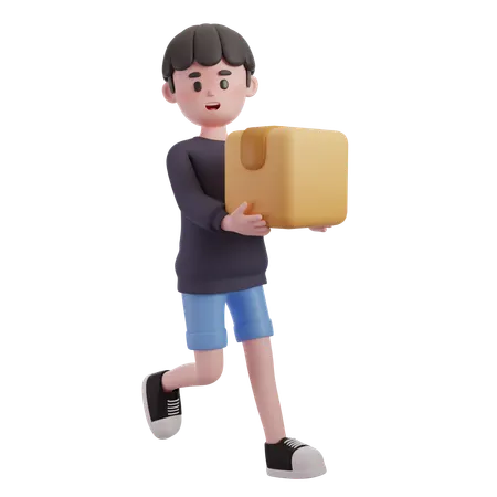 Male Carrying Package  3D Illustration