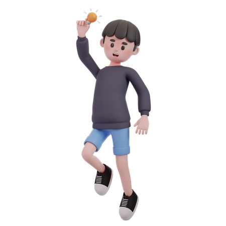 Male Catching Light Bulb  3D Illustration