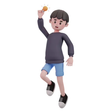 Male Catching Light Bulb  3D Illustration