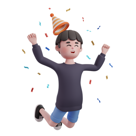 Male Celebrating Birthday  3D Illustration