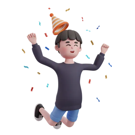 Male Celebrating Birthday  3D Illustration