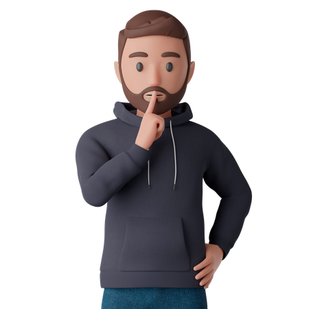 Male Character Asking to Quiet  3D Icon