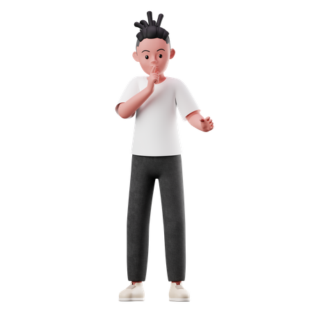 Male Character Asking to Quiet pose  3D Illustration