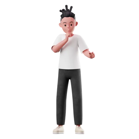 Male Character Asking to Quiet pose  3D Illustration