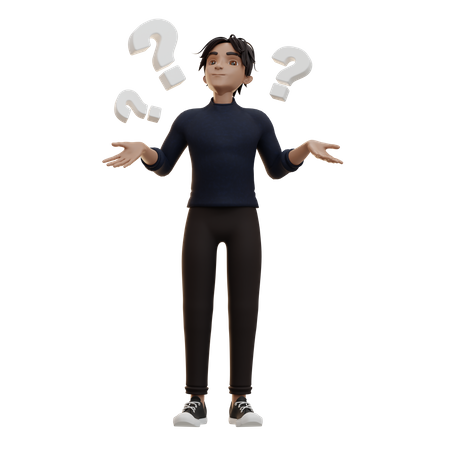 Male Character Confused  3D Illustration