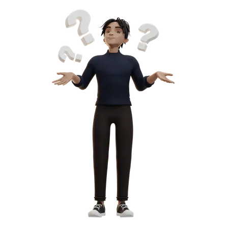 Male Character Confused  3D Illustration