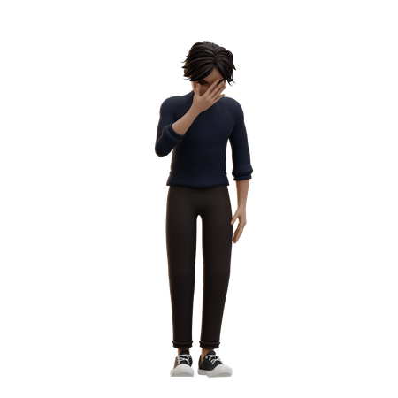 Male Character Crying  3D Illustration