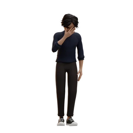 Male Character Crying  3D Illustration