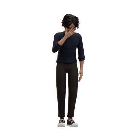 Male Character Crying 3D Illustration