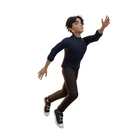 Male Character Flying  3D Illustration