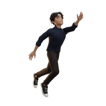 Male Character Flying  3D Illustration