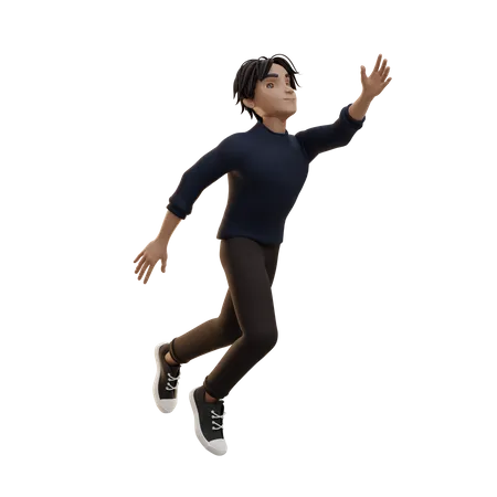 Male Character Flying  3D Illustration