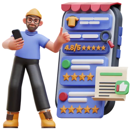 Male Character Giving Product Review  3D Illustration