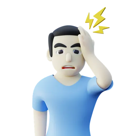 Male Character Having Migraine Holding His Head  3D Icon